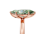 Rose gold Fancy Green Oval  Solitaire Diamond Ring with Four-Prong Setting on a Plain Band_25