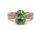 Rose gold Fancy Green Oval  Solitaire Diamond Ring with Milgrain Pavé Band and Four-Prong Setting_20