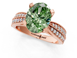 Rose gold Fancy Green Oval  Solitaire Diamond Ring with Milgrain Pavé Band and Four-Prong Setting_21