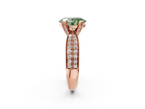 Rose gold Fancy Green Oval  Solitaire Diamond Ring with Milgrain Pavé Band and Four-Prong Setting_22