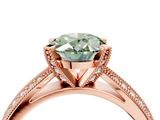 Rose gold Fancy Green Oval  Solitaire Diamond Ring with Milgrain Pavé Band and Four-Prong Setting_24