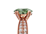 Rose gold Fancy Green Oval  Solitaire Diamond Ring with Milgrain Pavé Band and Four-Prong Setting_25
