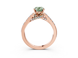 Rose gold Fancy Green Oval  Solitaire Diamond Ring with Pavé Band and Four-Prong Setting_107
