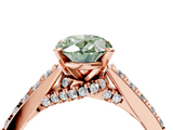 Rose gold Fancy Green Oval  Solitaire Diamond Ring with Pavé Band and Four-Prong Setting_108