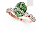Rose gold Fancy Green Oval  Solitaire Diamond Ring with Pave Band and Four-Prong Setting_255