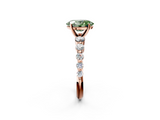 Rose gold Fancy Green Oval  Solitaire Diamond Ring with Pave Band and Four-Prong Setting_256