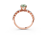 Rose gold Fancy Green Oval  Solitaire Diamond Ring with Pave Band and Four-Prong Setting_257