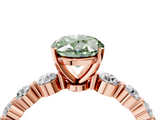 Rose gold Fancy Green Oval  Solitaire Diamond Ring with Pave Band and Four-Prong Setting_258