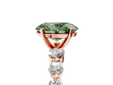 Rose gold Fancy Green Oval  Solitaire Diamond Ring with Pave Band and Four-Prong Setting_259