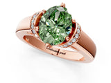 Rose gold Fancy Green Oval  Solitaire Diamond Ring with Pave Band and Six-Prong Setting_33
