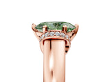 Rose gold Fancy Green Oval  Solitaire Diamond Ring with Pave Band and Six-Prong Setting_37