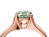 Rose gold Fancy Green Oval  Solitaire Diamond Ring with Six-Prong Cathedral Setting_36