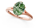 Rose gold Fancy Green Oval  Solitaire Diamond Ring with Six-Prong Setting and Tapered Band_18