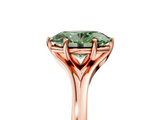 Rose gold Fancy Green Oval  Solitaire Diamond Ring with Six-Prong Setting and Tapered Band_22