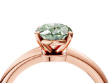 Rose gold Fancy Green Oval  Solitaire Diamond Ring with Six-Prong Setting on a Classic Band 4