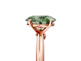 Rose gold Fancy Green Oval  Solitaire Diamond Ring with Six-Prong Setting on a Classic Band 5