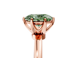 Rose gold Fancy Green Oval  Solitaire Diamond Ring with Six-Prong Setting on a Classic Band_8