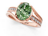 Rose gold Fancy Green Oval  Solitaire Diamond Ring with Split Shank and Prong Setting_42