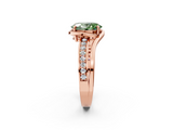 Rose gold Fancy Green Oval  Solitaire Diamond Ring with Split Shank and Prong Setting_43