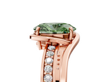 Rose gold Fancy Green Oval  Solitaire Diamond Ring with Split Shank and Prong Setting_46
