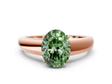 Rose gold Fancy Green Oval  Solitaire Diamond Ring with Tapered Band and Four-Prong Setting_49