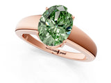 Rose gold Fancy Green Oval  Solitaire Diamond Ring with Tapered Band and Four-Prong Setting_50