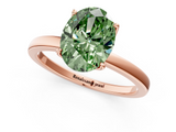 Rose gold Fancy Green Oval  Solitaire Diamond Ring with Thin Band and Four-Prong Setting_4
