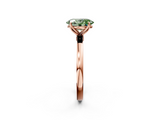 Rose gold Fancy Green Oval  Solitaire Diamond Ring with Thin Band and Four-Prong Setting_5