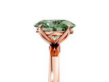 Rose gold Fancy Green Oval  Solitaire Diamond Ring with Thin Band and Four-Prong Setting_8