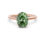 Rose gold Fancy Green Oval  Solitaire Diamond Ring with a Classic Band and Four-Prong Setting 1