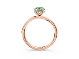 Rose gold Fancy Green Oval  Solitaire Diamond Ring with a Classic Band and Four-Prong Setting 4