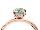 Rose gold Fancy Green Oval  Solitaire Diamond Ring with a Classic Band and Four-Prong Setting 5