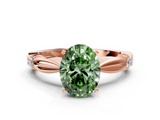 Rose gold Fancy Green Oval  Solitaire Diamond Twisted Band with Four-Prong Setting_64