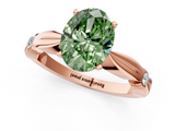 Rose gold Fancy Green Oval  Solitaire Diamond Twisted Band with Four-Prong Setting_65