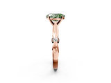 Rose gold Fancy Green Oval  Solitaire Diamond Twisted Band with Four-Prong Setting_66