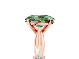 Rose gold Fancy Green Oval  Solitaire Diamond Twisted Band with Four-Prong Setting_69