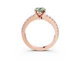 Rose gold Fancy Green Oval  Solitaire Diamond with Pavé Band and Four-Prong Setting_55