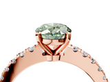 Rose gold Fancy Green Oval  Solitaire Diamond with Pavé Band and Four-Prong Setting_56