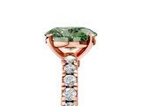 Rose gold Fancy Green Oval  Solitaire Diamond with Pavé Band and Four-Prong Setting_57