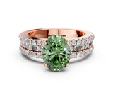 Rose gold Fancy Green Oval  Solitaire Diamond with Pave and Channel Set Band_59