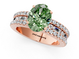 Rose gold Fancy Green Oval  Solitaire Diamond with Pave and Channel Set Band_60