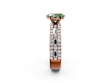 Rose gold Fancy Green Oval  Solitaire Diamond with Pave and Channel Set Band_61
