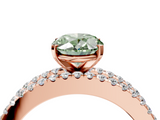 Rose gold Fancy Green Oval  Solitaire Diamond with Pave and Channel Set Band_63