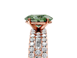 Rose gold Fancy Green Oval  Solitaire Diamond with Pave and Channel Set Band_64