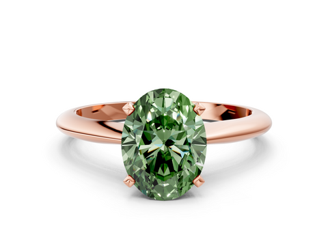 Rose gold Fancy Green Oval  Solitaire Engagement Ring with Classic Band and Four-Prong Setting_53