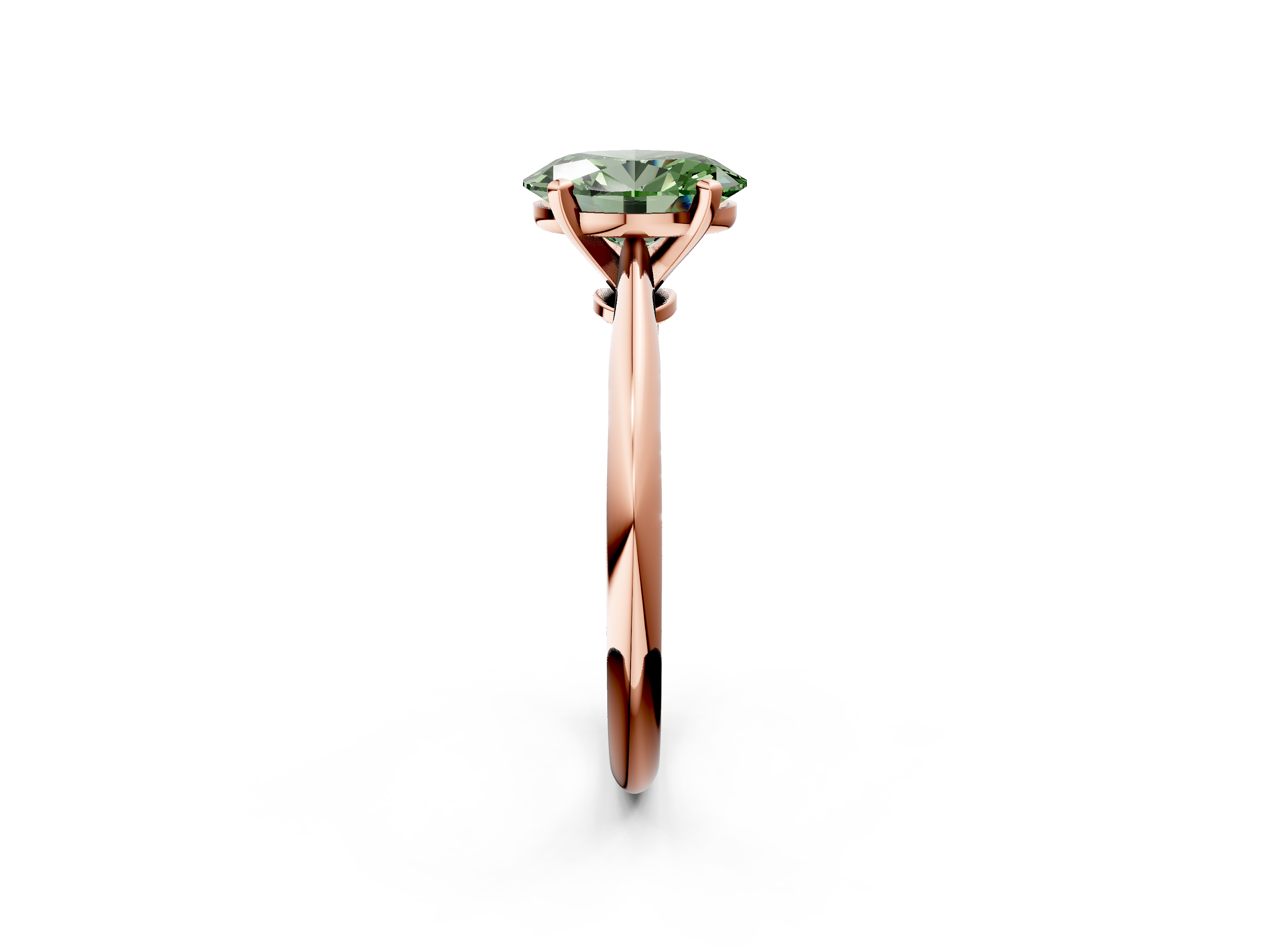 Rose gold Fancy Green Oval  Solitaire Engagement Ring with Classic Band and Four-Prong Setting_55