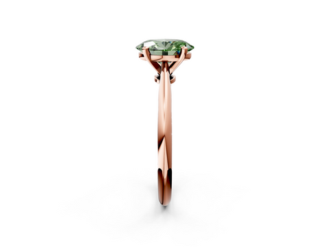 Rose gold Fancy Green Oval  Solitaire Engagement Ring with Classic Band and Four-Prong Setting_55