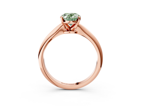 Rose gold Fancy Green Oval  Solitaire Engagement Ring with Classic Band and Four-Prong Setting_56