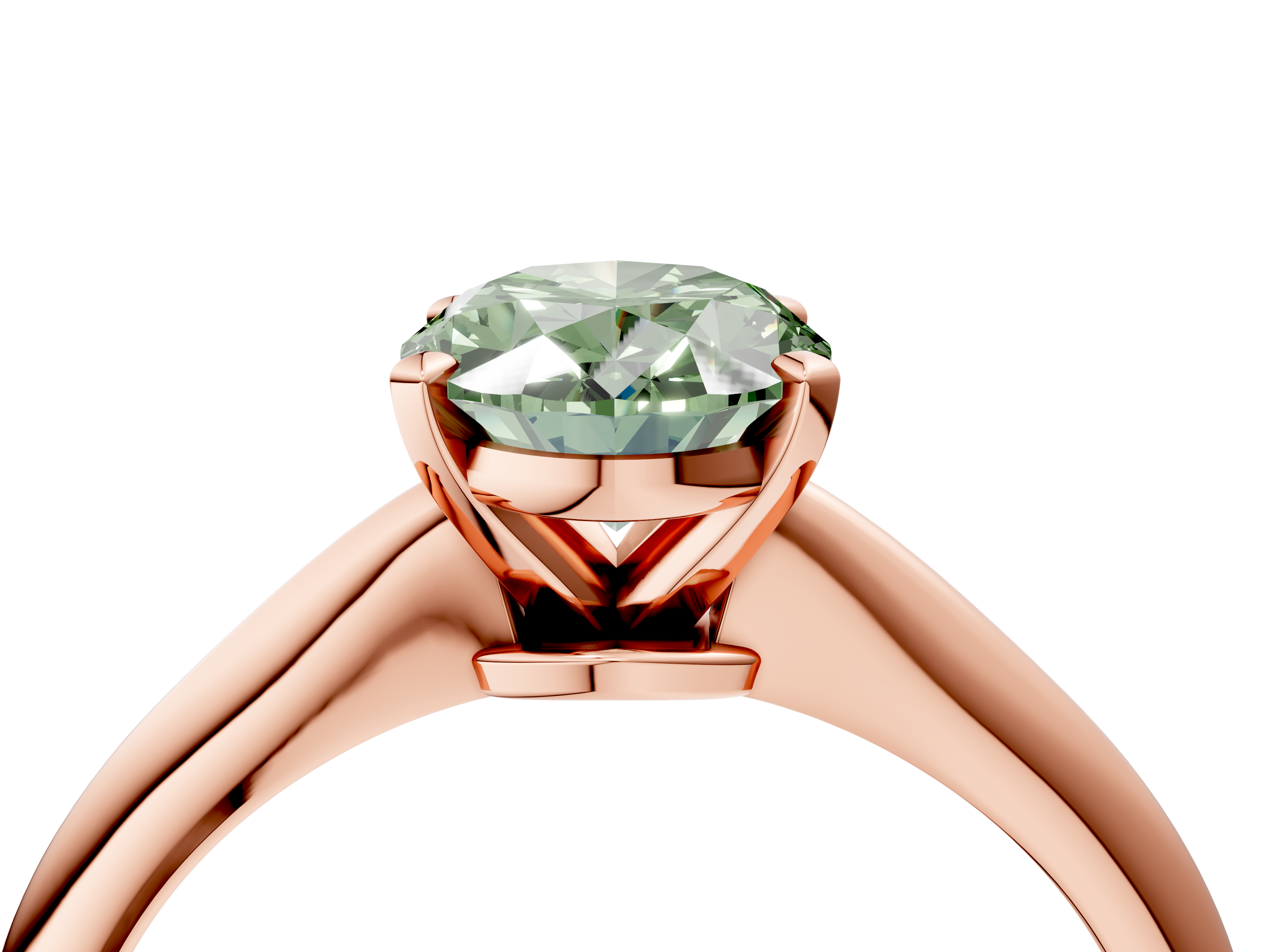 Rose gold Fancy Green Oval  Solitaire Engagement Ring with Classic Band and Four-Prong Setting_57
