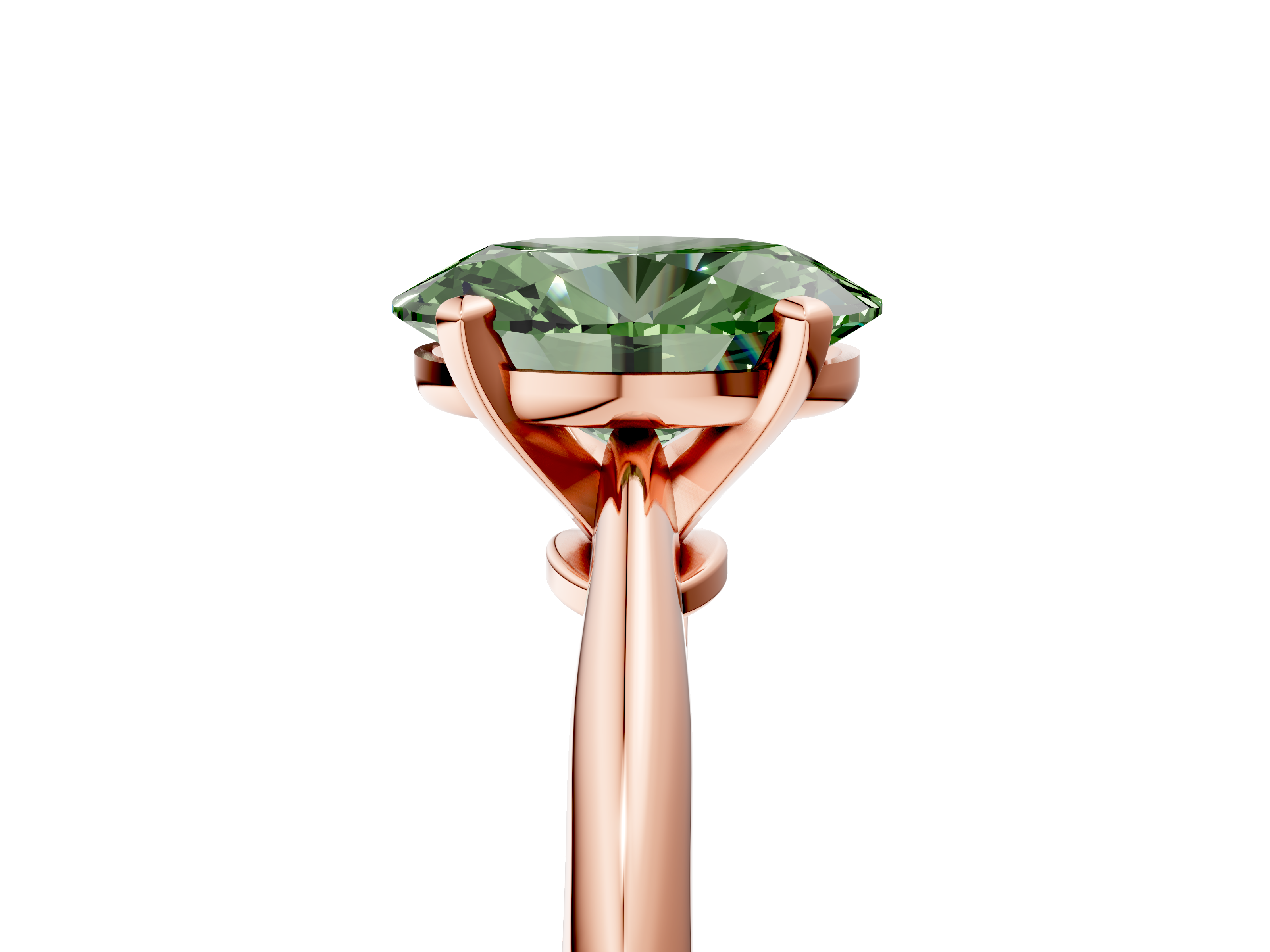 Rose gold Fancy Green Oval  Solitaire Engagement Ring with Classic Band and Four-Prong Setting_58